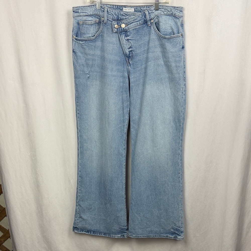 Good American Good Ease Mid-Rise Relaxed Wide Leg Jeans - Size 14/32 - Picture 5 of 13